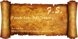 Fendrich Sándor névjegykártya